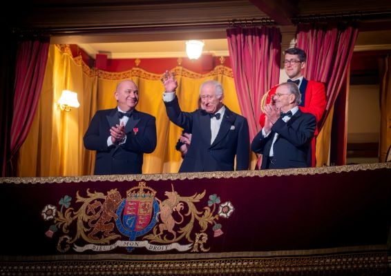 Giles Cooper accompanying His Majesty The King in the Royal Box of the Royal Variety Performance 2024