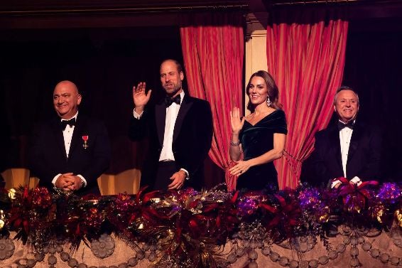 Giles Cooper and Phil Dale in the Royal Box of the Royal Variety Performance 2025, with TRH’s The Prince and Princess of Wales.